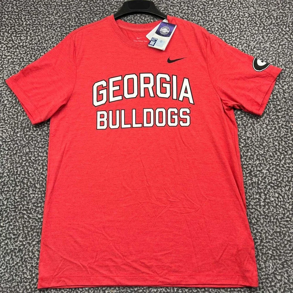 Nike Georgia Bulldogs NCAA Shirt Men Large Red Short Sleeve New L